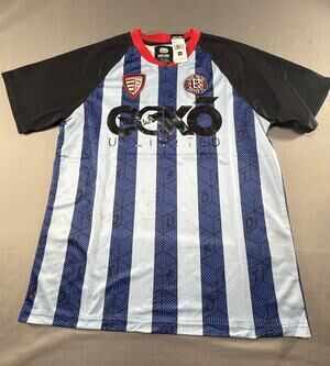 Ecko Unltd Soccer Jersey Men’s Medium Blue Striped Blokecore Streetwear NWT